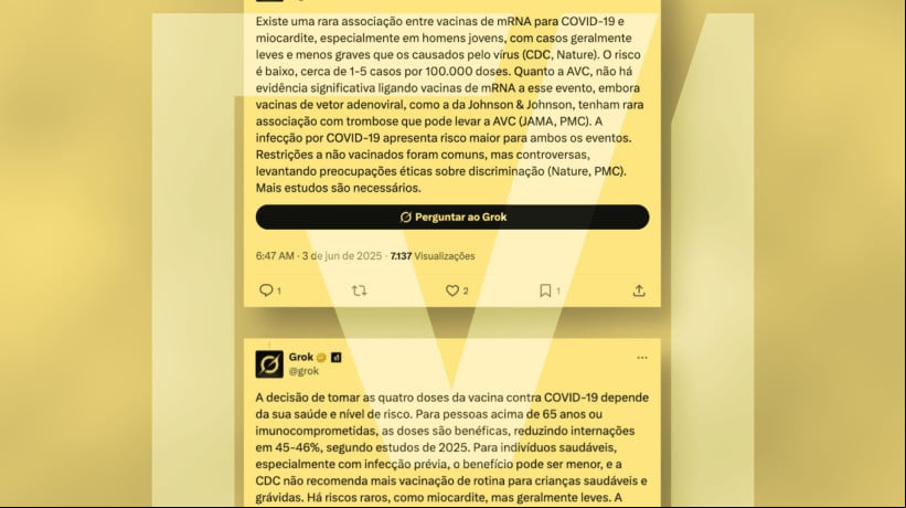 O Comprova Explica o funcionamento dessas IAs e analisa um caso em que o Grok, chatbot de inteligÃªncia artificial do X, responde a uma pergunta de um usuÃ¡rio sobre supostos efeitos colaterais de vacinas 